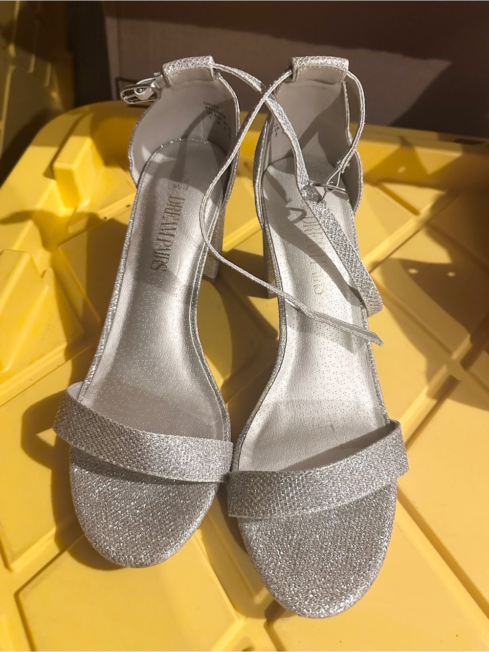 Dream Pairs Silver Glitter Ankle-Strap Heels